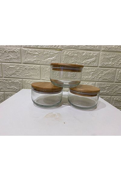 devigo 3-Piece Stylish Jar Set with Bamboo Lid 3x600 ml