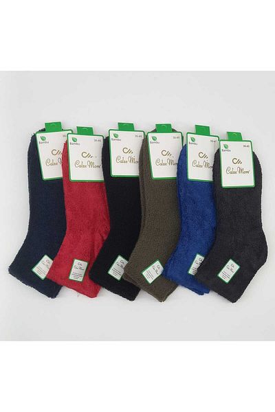shefox 6 чифта дамски къси чорапи Calze More Bamboo Reverse Terry Зимни чорапи