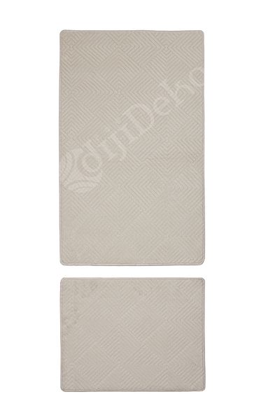 Dijidekor Avangard Halı Pramit Cream Bath Mat Set 2 Pieces