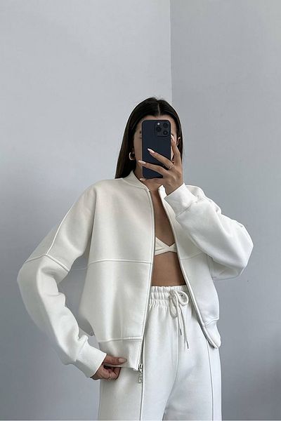 Neşeli Butik γυναικείο χτενισμένο βαμβακερό ύφασμα με 3 κλωστές GTS022 - Εκρού