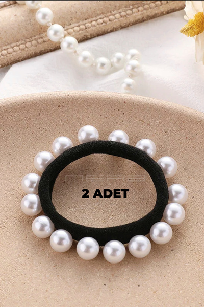 Nera Classy مشبك مطاطي أسود كبير للنساء مرصع باللؤلؤ