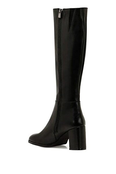 DS AYAKKABI Kadın Siyah Deri Topuklu Çizme