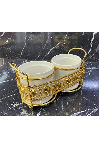 Altabi Porselen 2li Kaşıklık Tezgah Üstü Kaşıklık Gold Renk