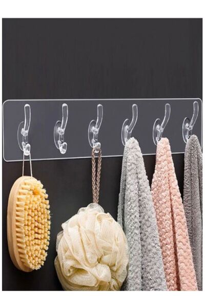 mrtbilisim Umeraș pentru ușă de bucătărie, adeziv puternic, transparent, 5 buc. Umeraș pentru bucătărie, pe un perete puternic.