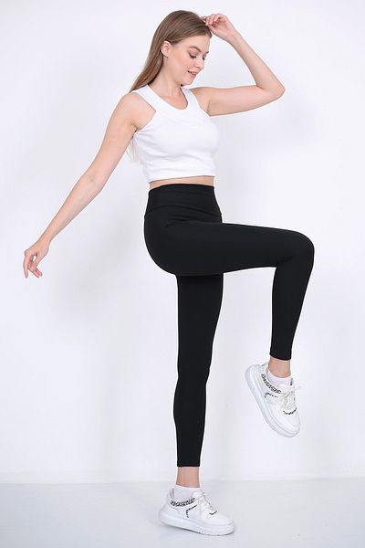 Lamirella Colanți de iarnă tricotați din oțel din lycra, negri, cu talie înaltă