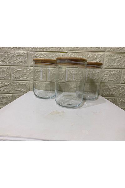 devigo 3-Piece Stylish Jar Set with Bamboo Lid 3x1500 ml