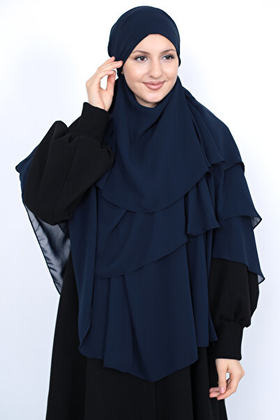 MARQUANT Uzun Hazır Bağlamalı Üç Katlı Oval Tesettür Hijab Sufle