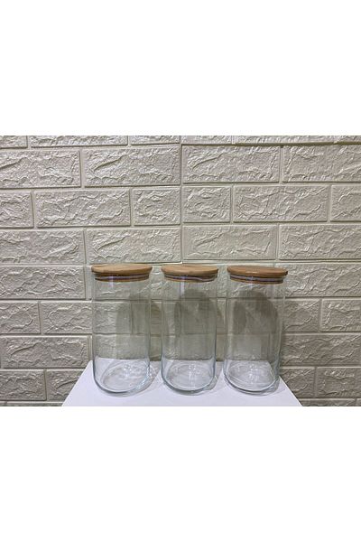 devigo 3-Piece Stylish Jar Set with Bamboo Lid - 3x2100 ml