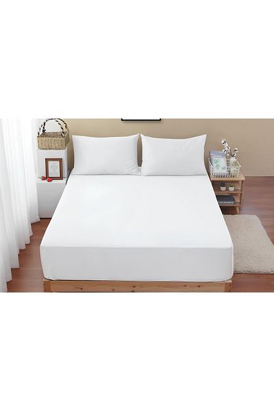 INTER Z Plain Cotton Satin Fitted Sheet Set (3 Different Sizes)