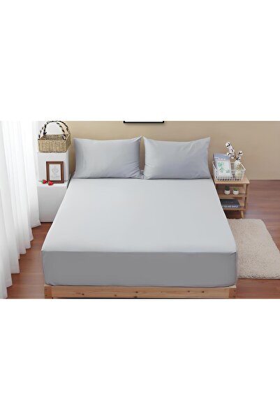 INTER Z Plain Cotton Satin Fitted Sheet Set (3 Different Sizes)