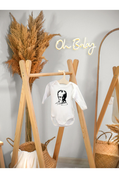Lotus Baby Long Sleeve 100% Cotton ATATURK Written Baby Bodysuit