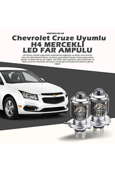 Furens Chevrolet Cruze Mercek Led Xenon Şimşek Etkili Oto Ampul Çift Renk