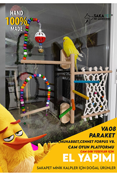 SAKAPET Vantuzlu Kuş Cam Tüneği Oyun Parkuru