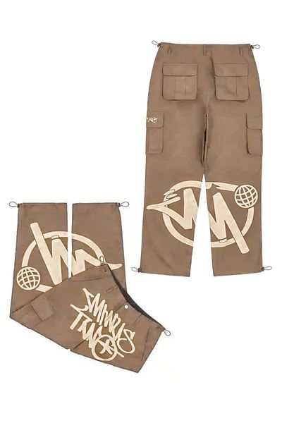 ellevana Harajuku Minus Two Cargo Pocket Street Wide Leg Baggy Unisex Pants