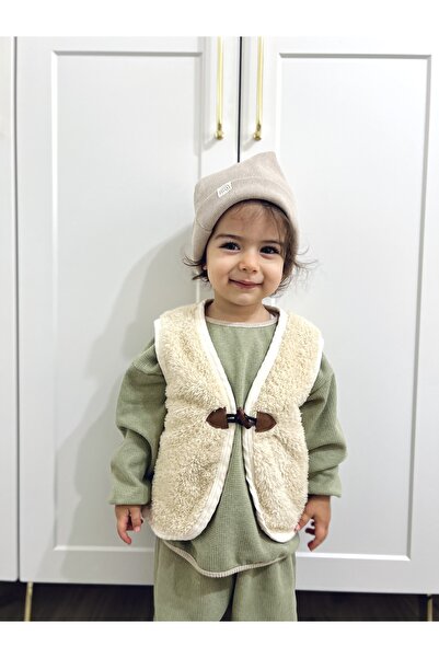 COOLMINIES Baby Girls, Boys and Children Welsoft Winter Plush Vest with Leather Fastening at the Front