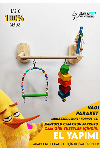 SAKAPET Vantuzlu Kuş Cam Oyun Parkuru Cennet Papağanı Sevda Papağanı Forpus M...