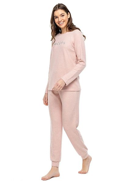 MOD Women's Pink Melange Long Sleeve Pajama Set 3981