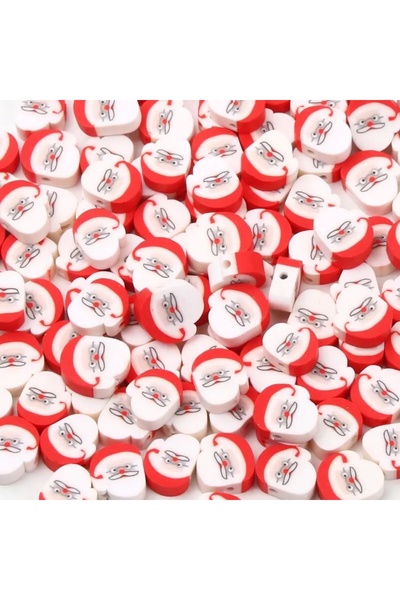 Bijumix Aksesuar 100 τεμ. 10 mm πολυμερικός πηλός Fimo Πρωτοχρονιάτικες χριστουγεννιάτικες χάντρες με θέμα τον Άγιο Βασίλη, Κατασκευή κοσμημάτων