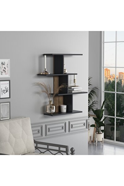 lagomood Karbon Duvar Rafı Antrasit Ceviz