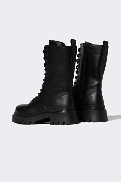 DeFacto Γυναικείες μπότες από συνθετικό δέρμα με ψηλή σόλα με κορδόνια και φερμουάρ B5760ax23au