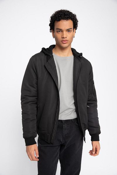 DeFacto Voděodolný Slim Fit zip s kapucí, dvojitá kapsa N4664Az23Wn