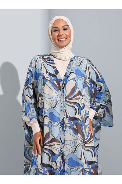 Refka Floral Patterned Front Buttoned Ferace - Ecru Saks - Woman