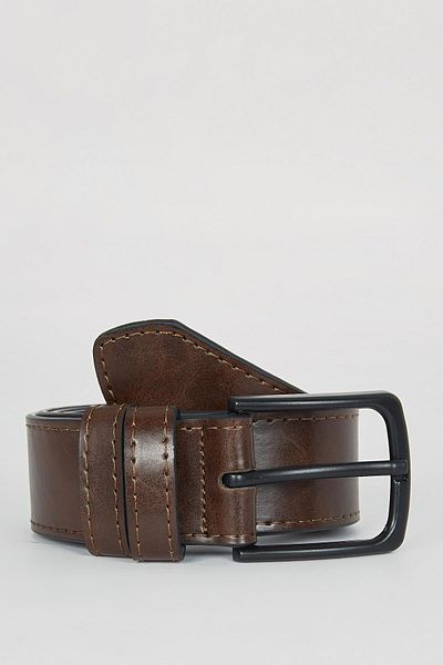 DeFacto Men's Rectangular Buckle Faux Leather Jean Belt