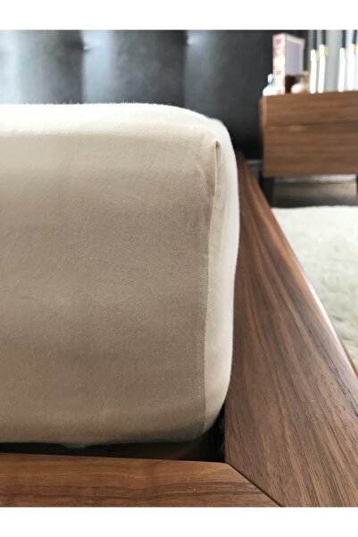 Silkarea Beige Color - 100% Cotton Satin, Oversized, Double Bed Sheet - 180X200 cm (Cornered Fitted Sheet)