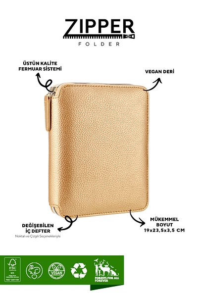 Victoria's Journals Folder cu fermoar Organizator Notebook A5 cu rigle