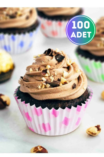 M Mimoza Park 100'lü Muffin Kağıdı Kek Kalıbı Desenli