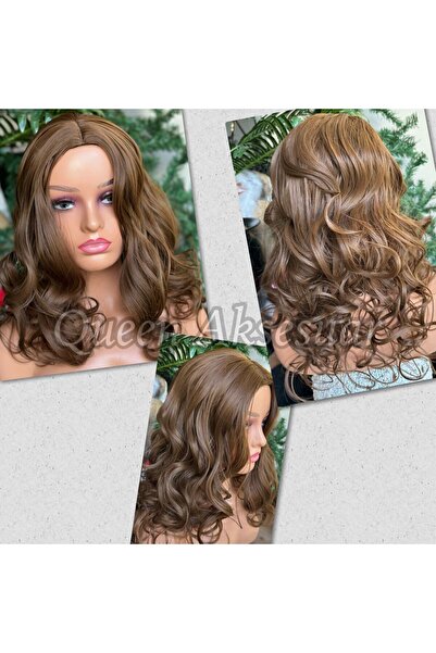 QUEEN AKSESUAR İthal fiber ısıya dayanıklı dalgalı kıvırcık uzun saç kadın pe...