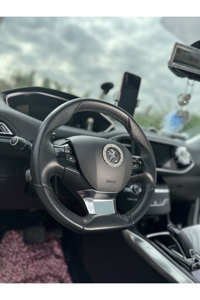 TASARIM ARABAM ATİKE ELİF AKIN Gümüş Peugeot Araçlarla Uyumlu Direksiyon Taşı