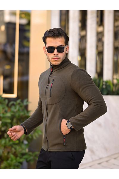 Alvora Men's Softshell Fleece Standard Full Zipper 3 Pocket Men's Fleece Cardigan