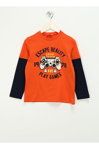 Koton Printed Orange Boy T-Shirt 4WKB10046TK