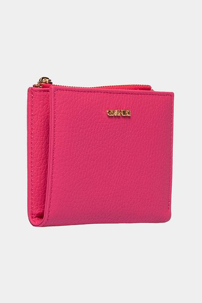 Grande 2805 Genuine Real Leather Snap Fastener Zippered Women's Wallet Flother Pink