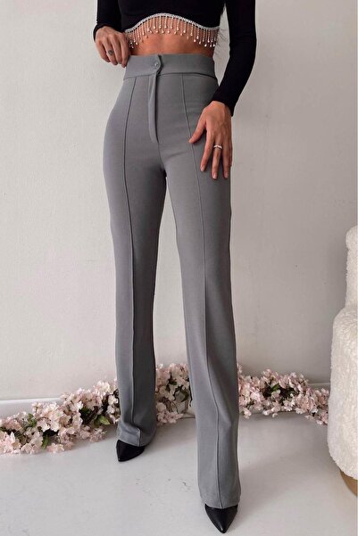 HAKKE Жіночі штани з крепової тканини з лайкрою іспанська пака палаццо іспанс...