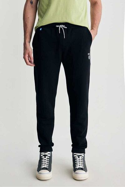 UCLA Pantaloni de trening pentru bărbați, negru, cu croiala termocontractabilă, imprimați, cu croiala standard