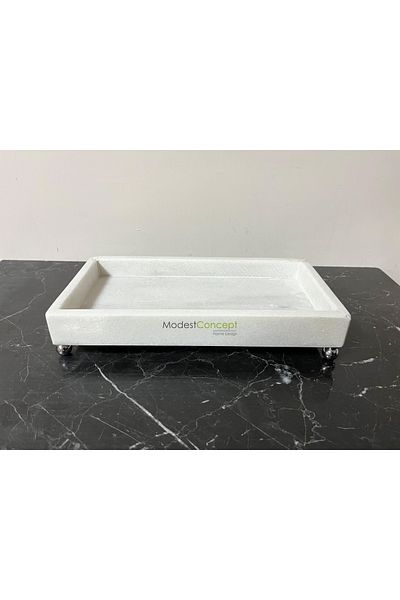 Modestmar Natural Marble Rectangular Tray & Presentation & Organizer, 15x30 Box, Bathroom Organizer Ball Standing