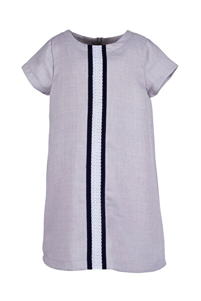 Ozmoz By Mukadder Özden Short Sleeve Stripe Detailed Lined Girl's Summer Dress