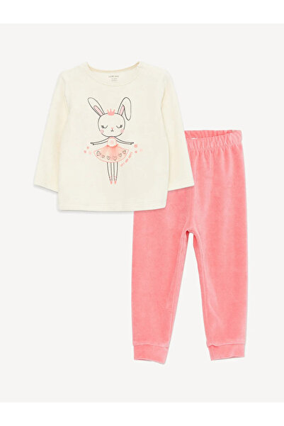 LC Waikiki LCW baby Bisiklet Yaka Uzun Kollu Baskılı Kız Bebek Pijama Takımı
