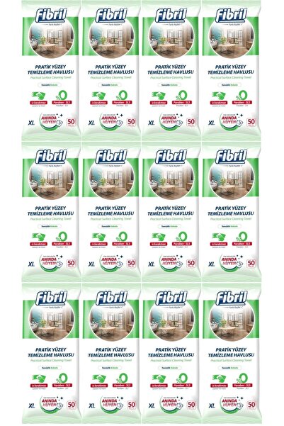 Fibril منشفة تنظيف الأسطح 50 ورقة XL معطرة للتنظيف مجموعة من 12 600 ورقة بغطا...