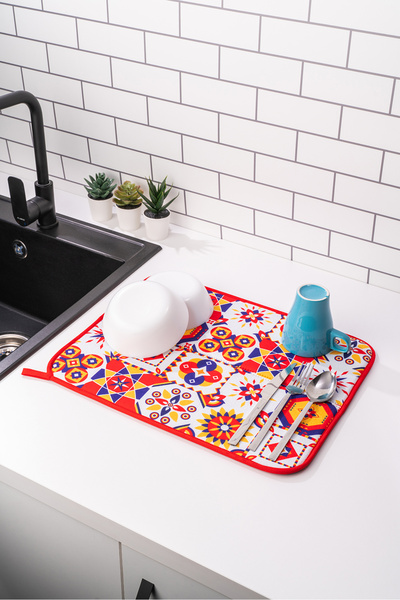 HOMELKA Printex Bulaşık Matı Süper Emici Bulaşık Kurutma Örtüsü 45x36cm Katla...