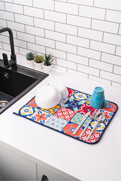 HOMELKA Printex Bulaşık Matı Süper Emici Bulaşık Kurutma Örtüsü 45x36cm Katlanabilir Bulaşık Matı Mytho