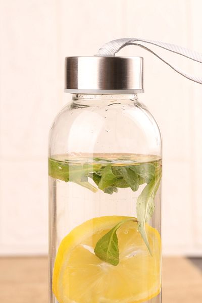 Atbyhome H2o Glass Flask with Metal Lid 500 ml Gray