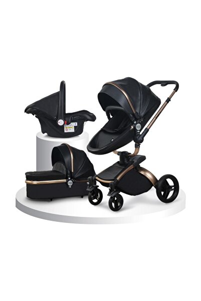 Huggy Egg 6 in 1 Siyah Çift Yönlü Travel Sistem Bebek Arabası 360 Derece Döner
