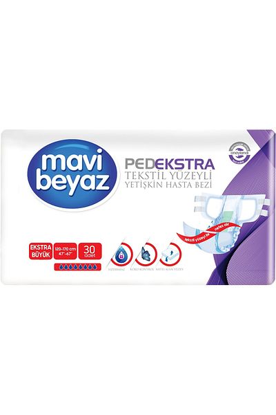 Mavi beyaz Pad Extra Textile Surface Adult Waistband Patient Diapers Xl Extra Large 240 Pieces