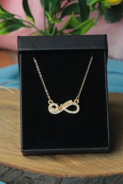 moryconcept Annem Yazılı Sonsuzluk Kolye Altın Kaplama Anneye Hediye