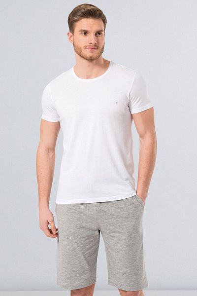 Cacharel 2169 Λευκό ανδρικό μπλουζάκι Modal O Neck Slim Fit