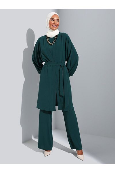 Refka Cap&pants&blouse Triple Aerobin Set - Dark Emerald -