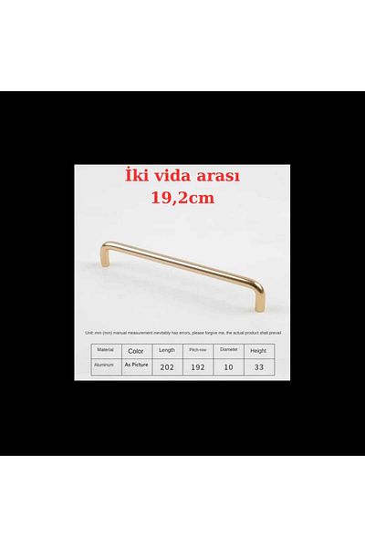 ARON (2 Pcs) U Handle 192mm (Matte Gold) Tv Unit Chiffonier Console Drawer Kitchen Door Handle